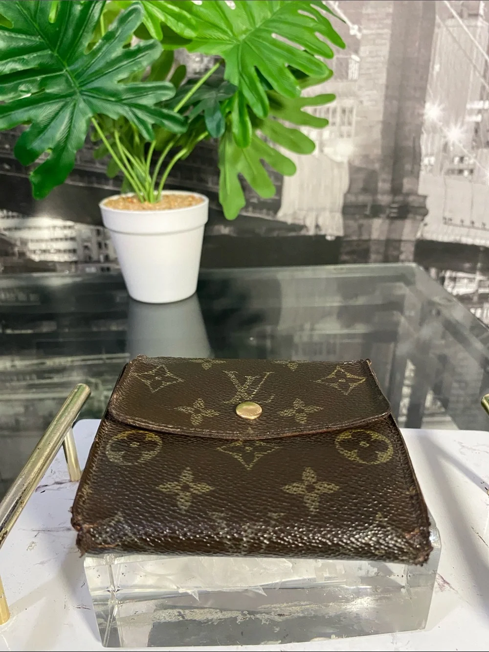 Louis Vuitton Brown Monogram Canvas Gold Chain Shoulder Bag